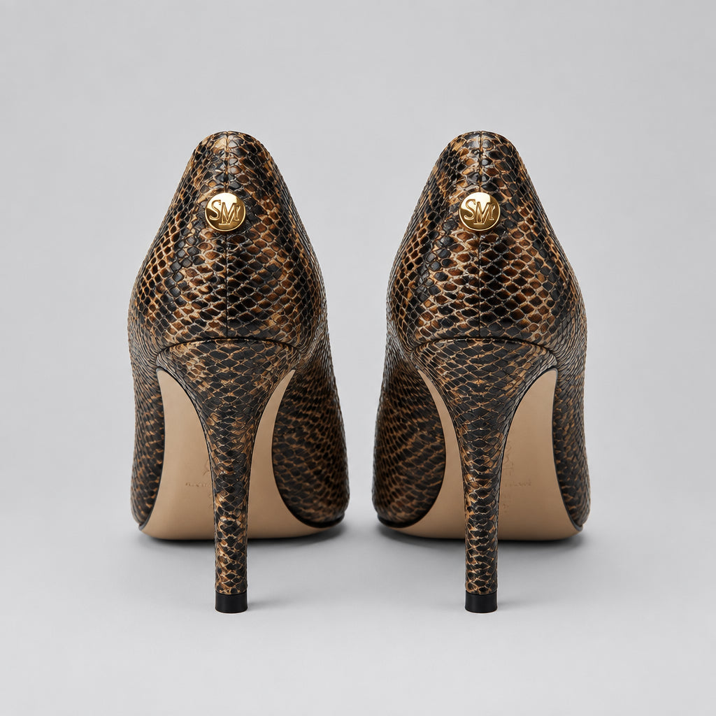 Stuart Weitzman Python Print Peep Toes Heels Size 7.5