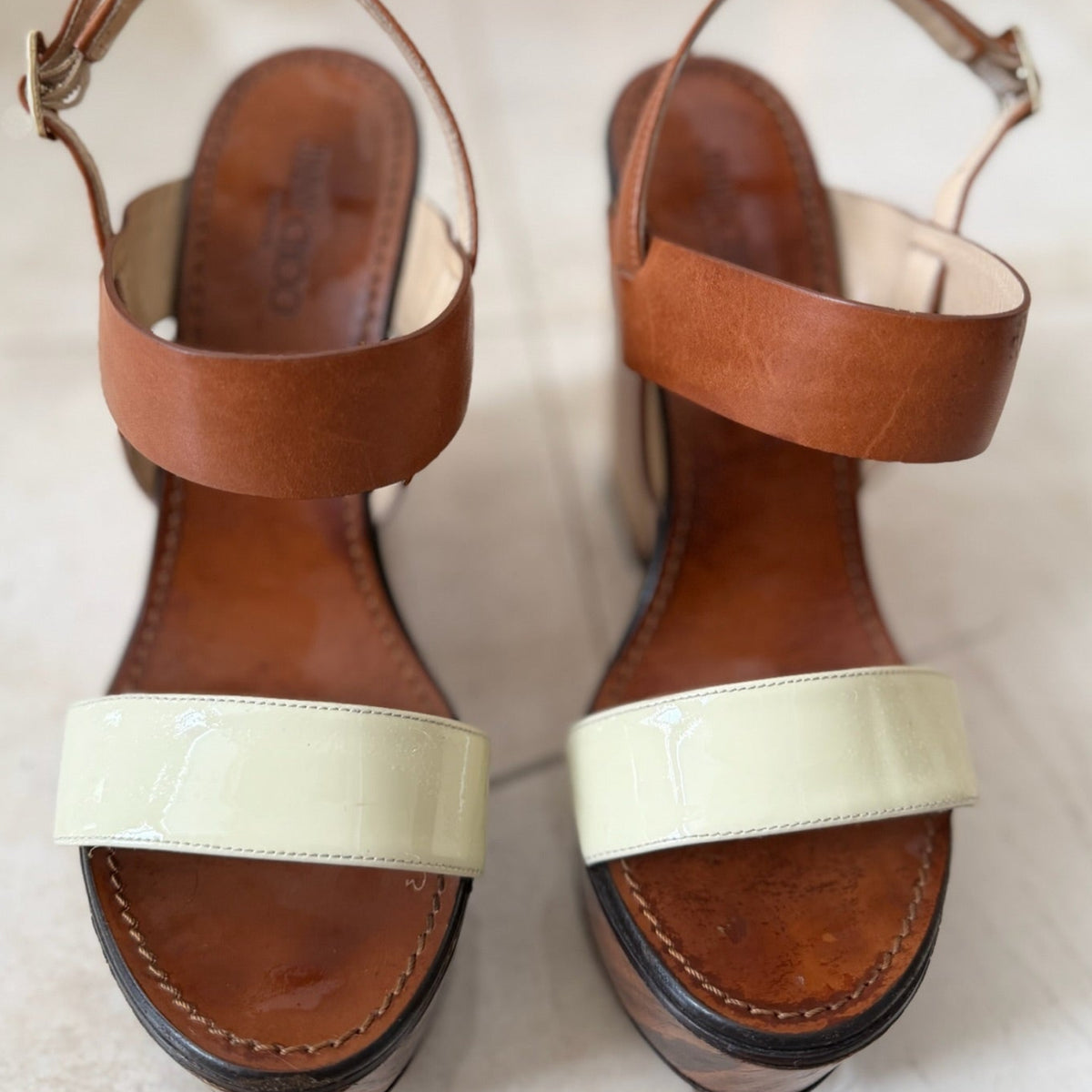 Jimmy Choo Wood Platform Sandals Size 39
