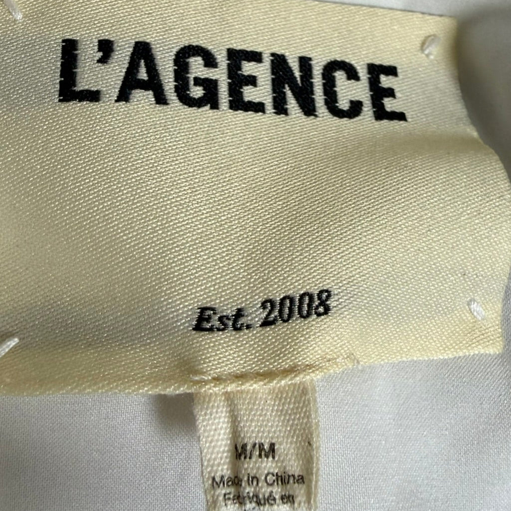 L'Agence White Satin Double Breasted Blazer Size M