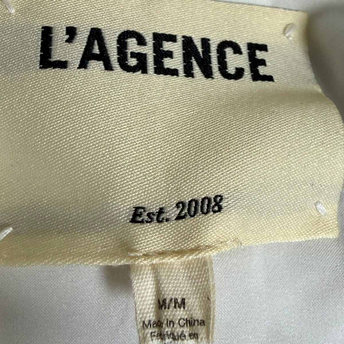 L'Agence White Satin Double Breasted Blazer Size M
