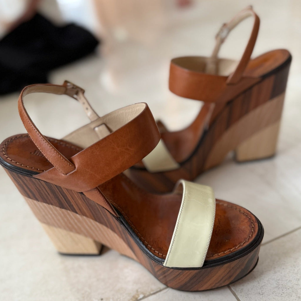 Jimmy Choo Wood Platform Sandals Size 39