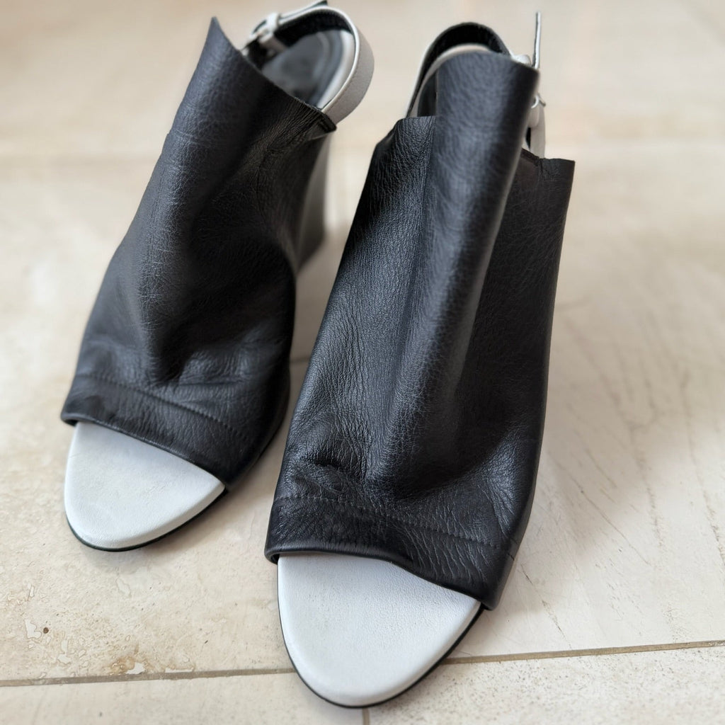 Balenciaga Black & White Weds Mules Size 38.5