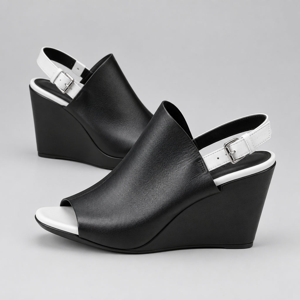 Balenciaga Black & White Weds Mules Size 38.5