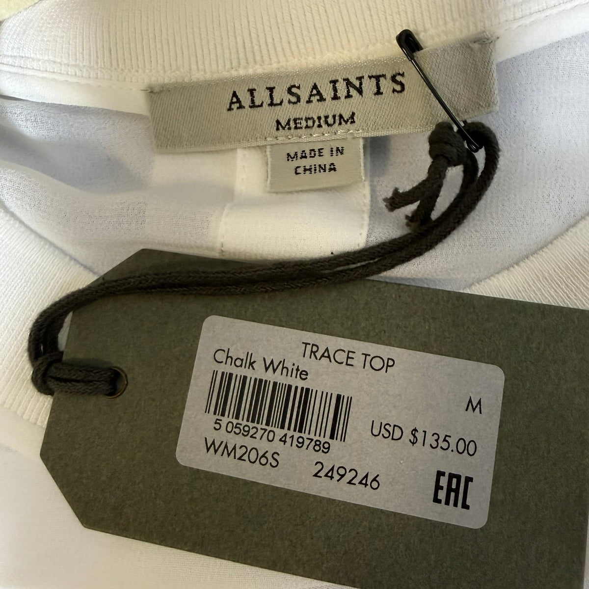 AllSaints Chalk White trace Top Size M