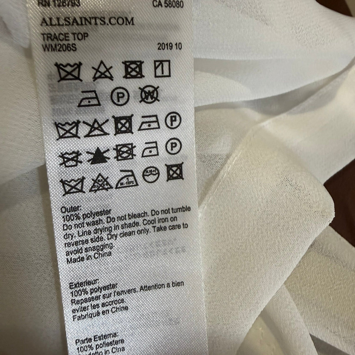 AllSaints Chalk White trace Top Size M