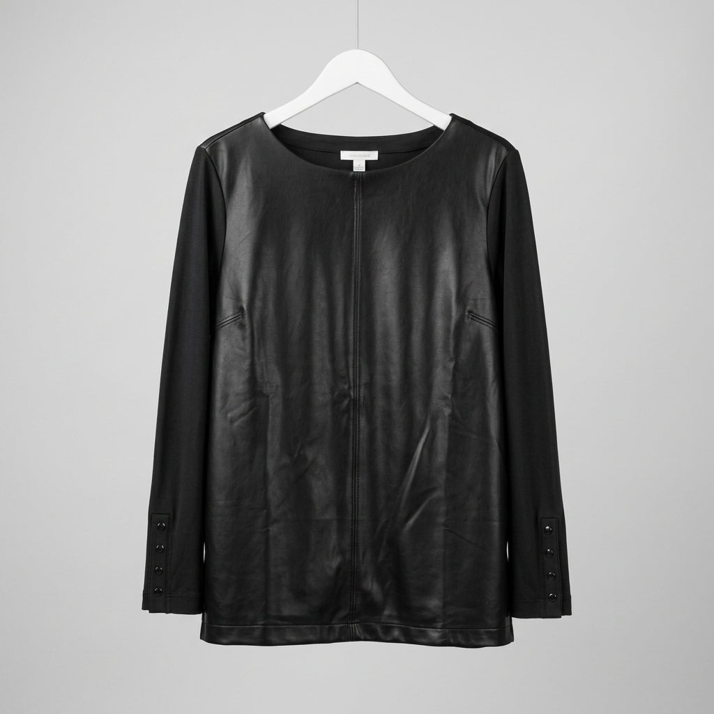 Chico's Faux Leather Ponte Tunic Size 3 (US Size XL 16/18)