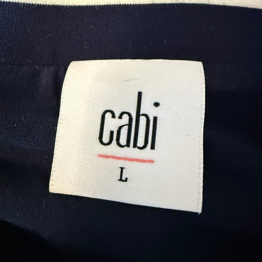 Cabi 5183 Twirl Skirt - Navy & White Striped Asymmetrical Hem Size L
