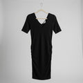 James Perse Standard Black V-Neck Dress Size 2 (M)