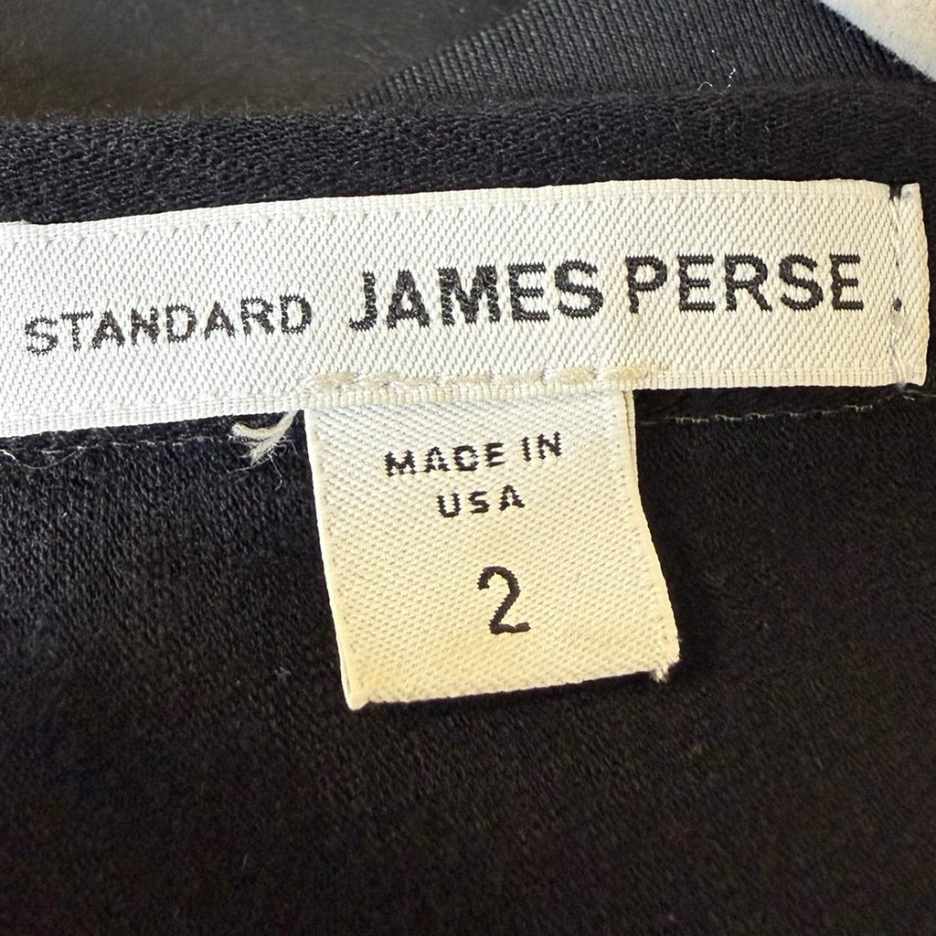 James Perse Standard Black V-Neck Dress Size 2 (M)
