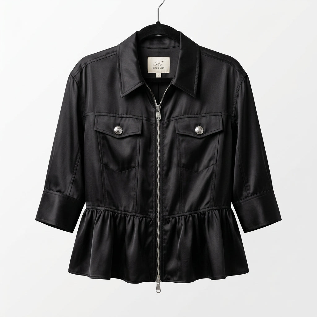 Cinq a Sept Helene Peplum Hem Jacket In Black Size Small