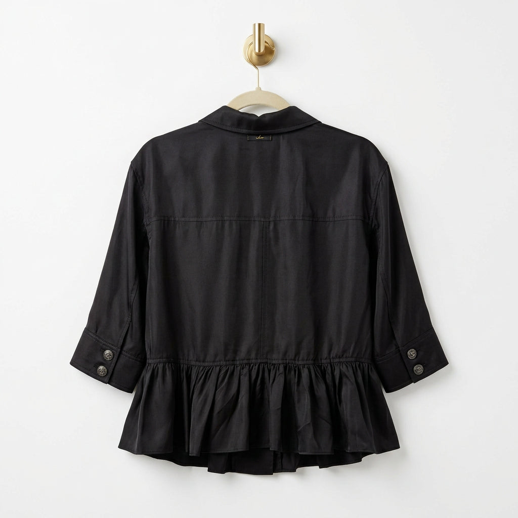 Cinq a Sept Helene Peplum Hem Jacket In Black Size Small