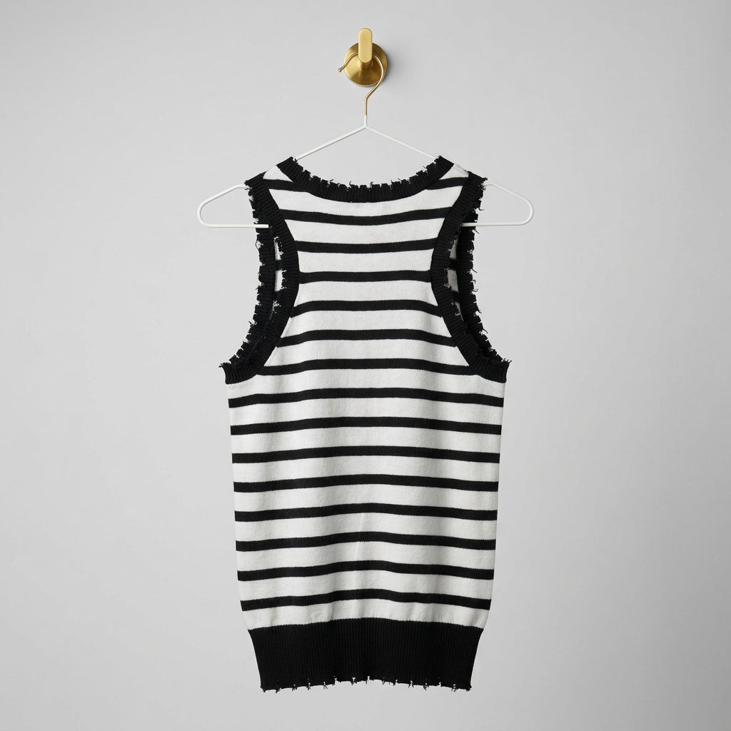 Minnie Rose Striped Cashmere Blend Tank Size Small