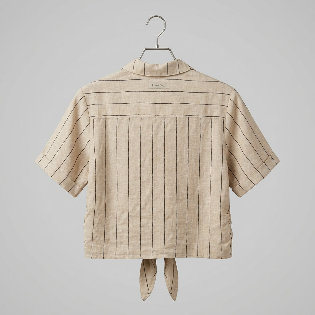 Sanctuary Striped Linen Tie-Front Top Size M & Side Slit Linen Pants Size XS