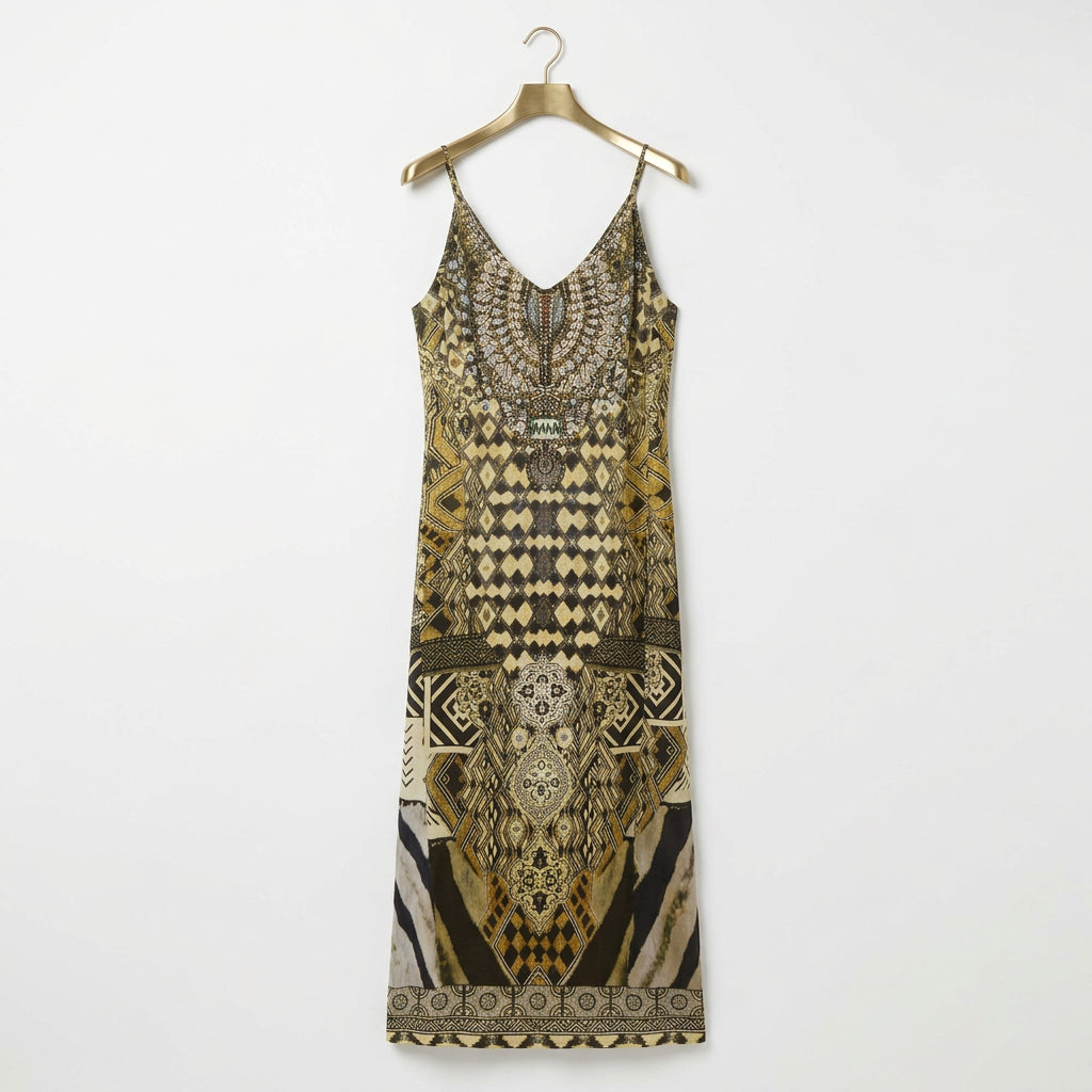 Camilla Printed Silk Slip Dress Size XS
