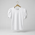 Alexis White Puff Sleeve Cotton Tee- Size L