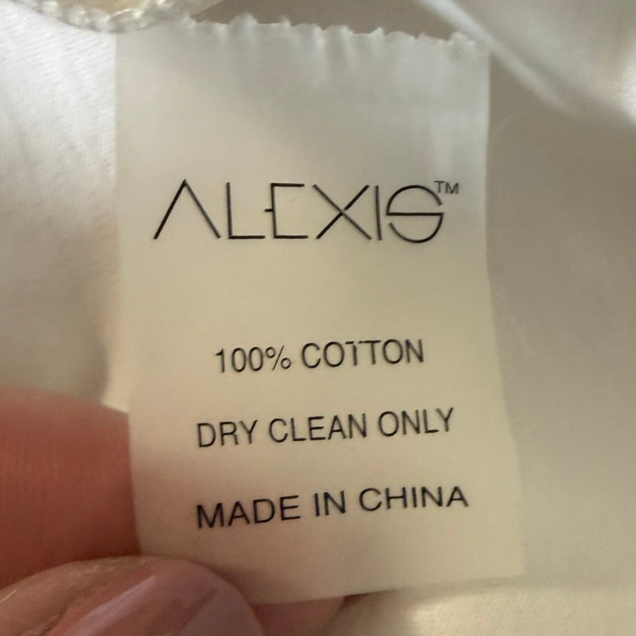 Alexis White Puff Sleeve Cotton Tee- Size L