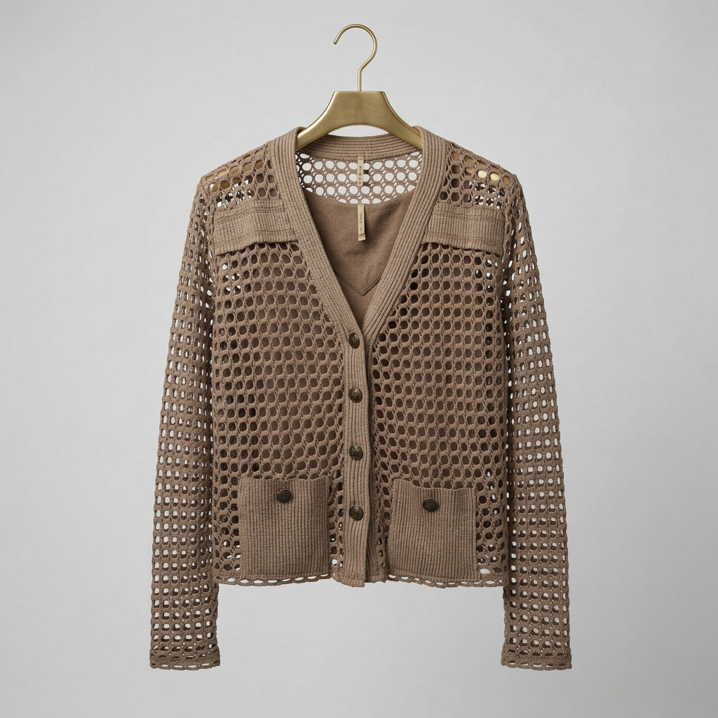 Pete America Open Knit Cardigan Layered Set Size L