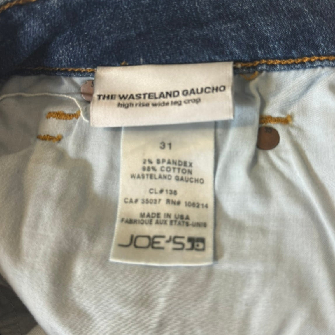 Joe's Jeans The Wasteland Gaucho Crop Size 31