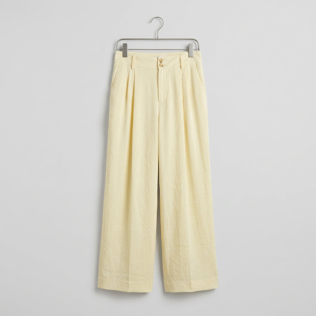Vince Pale Yellow Wide-Leg Trousers Size 14