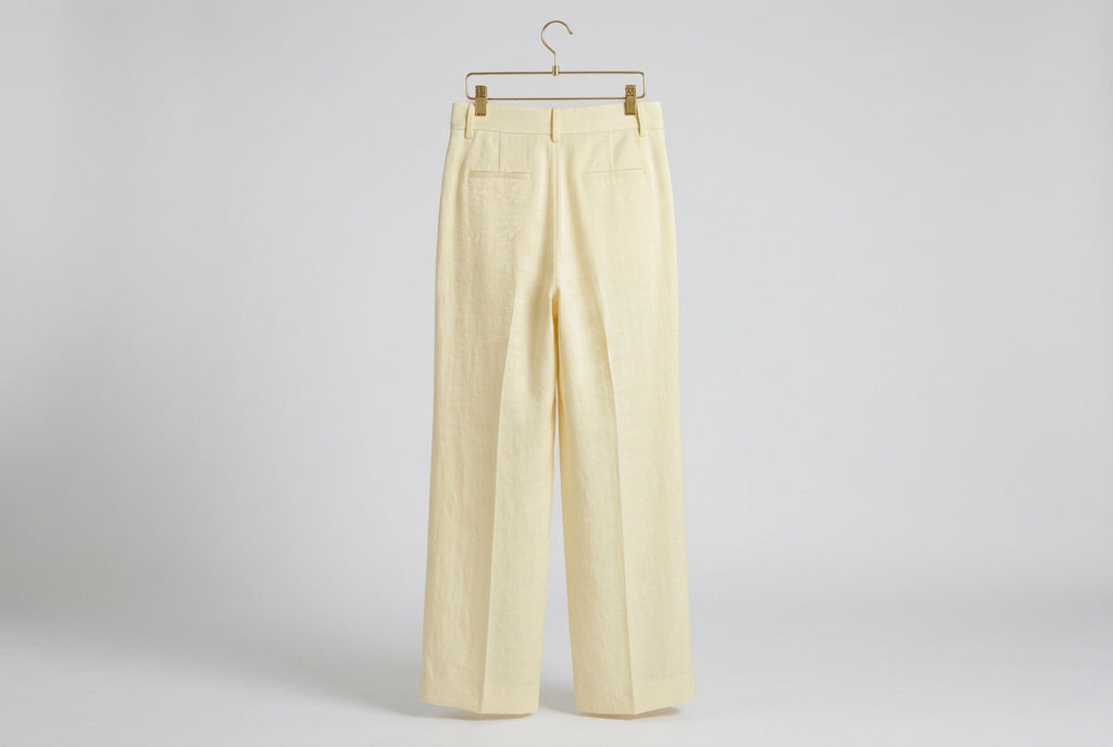 Vince Pale Yellow Wide-Leg Trousers Size 14