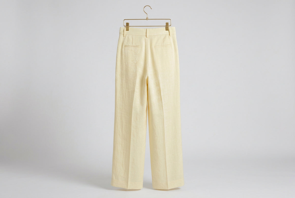 Vince Pale Yellow Wide-Leg Trousers Size 14