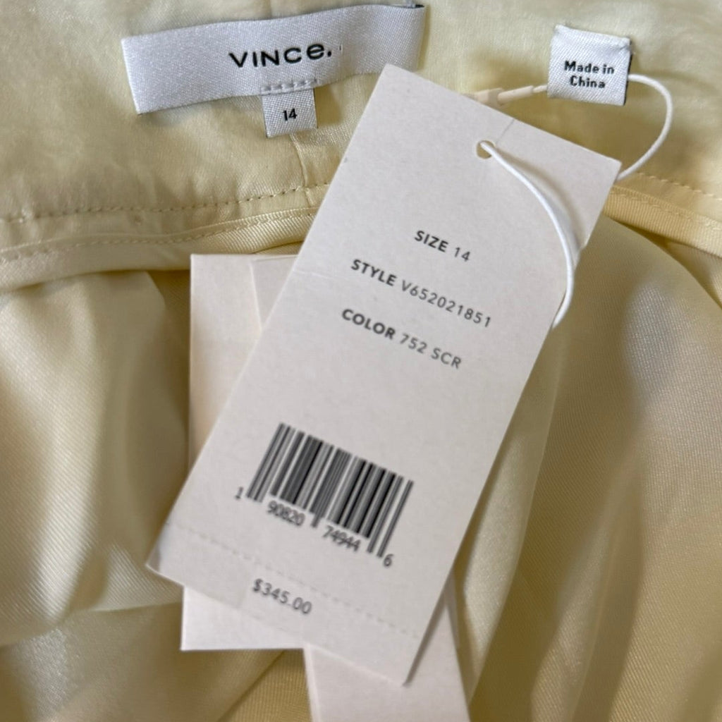 Vince Pale Yellow Wide-Leg Trousers Size 14