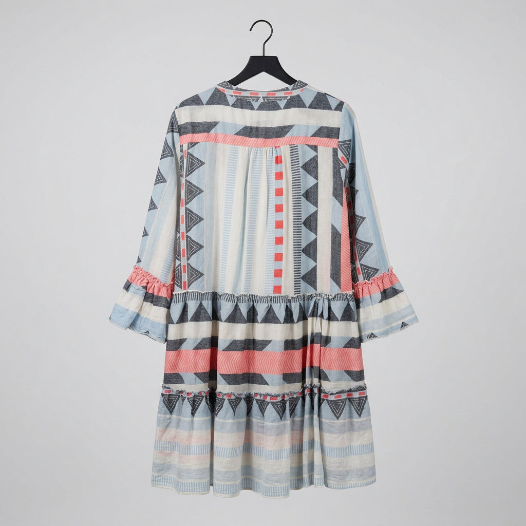 Sofia Geometric Print Tiered Dress Size M/L