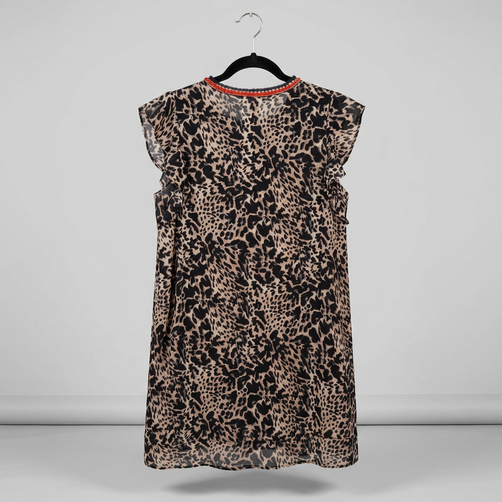 THML Leopard Print Embellished Tunic Dress Size L
