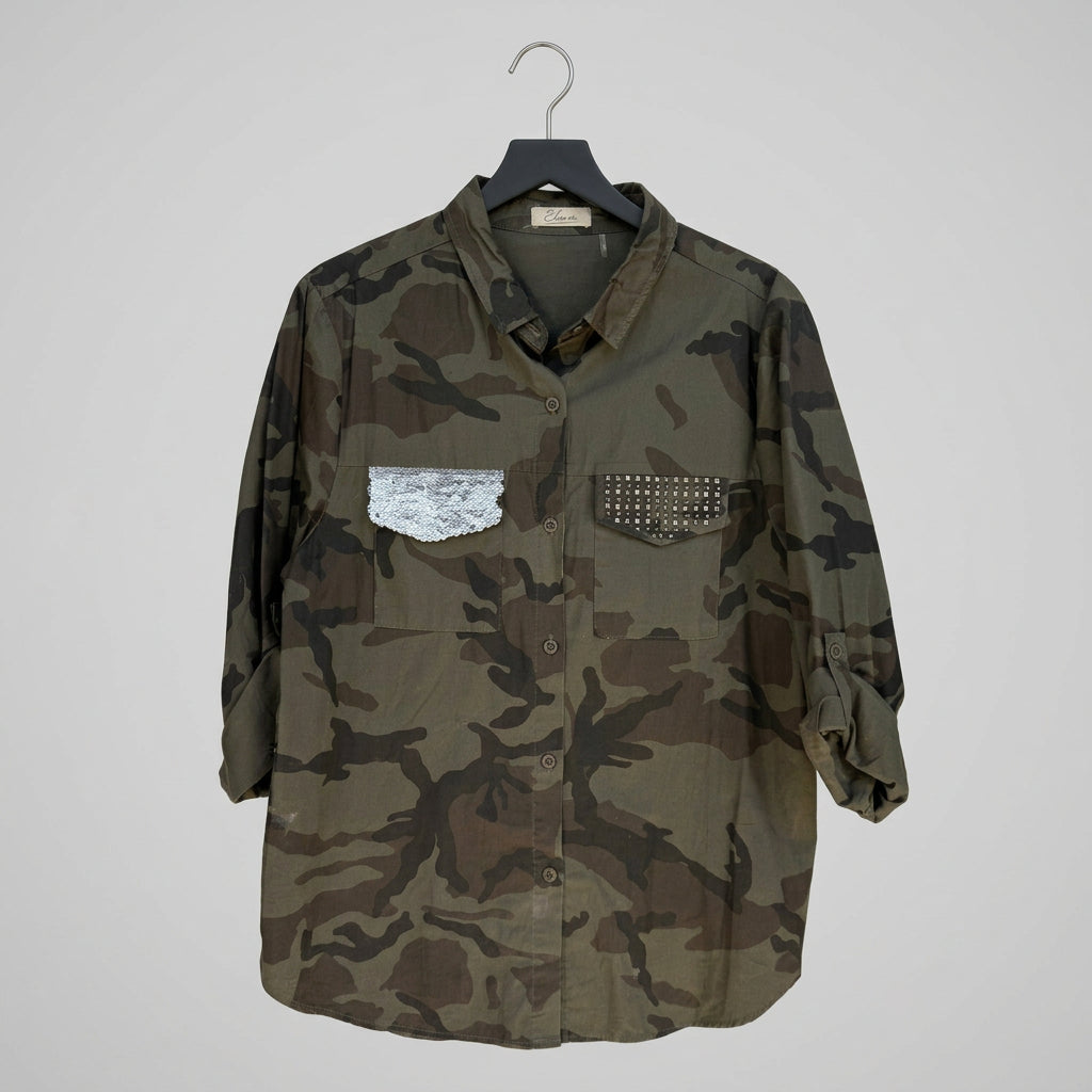 Elan Camouflage Button Down Shirt Size M