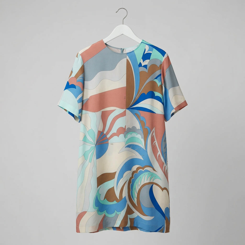 Emilio Pucci Abstract Print Silk Dress Size 48 (US12)