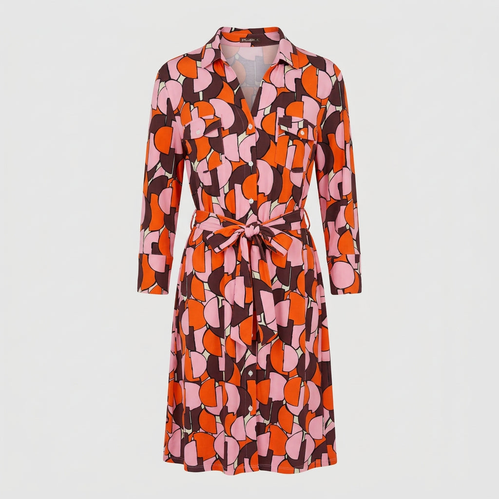 J. McLaughlin Printed Geometric Shirt Dress Size XL