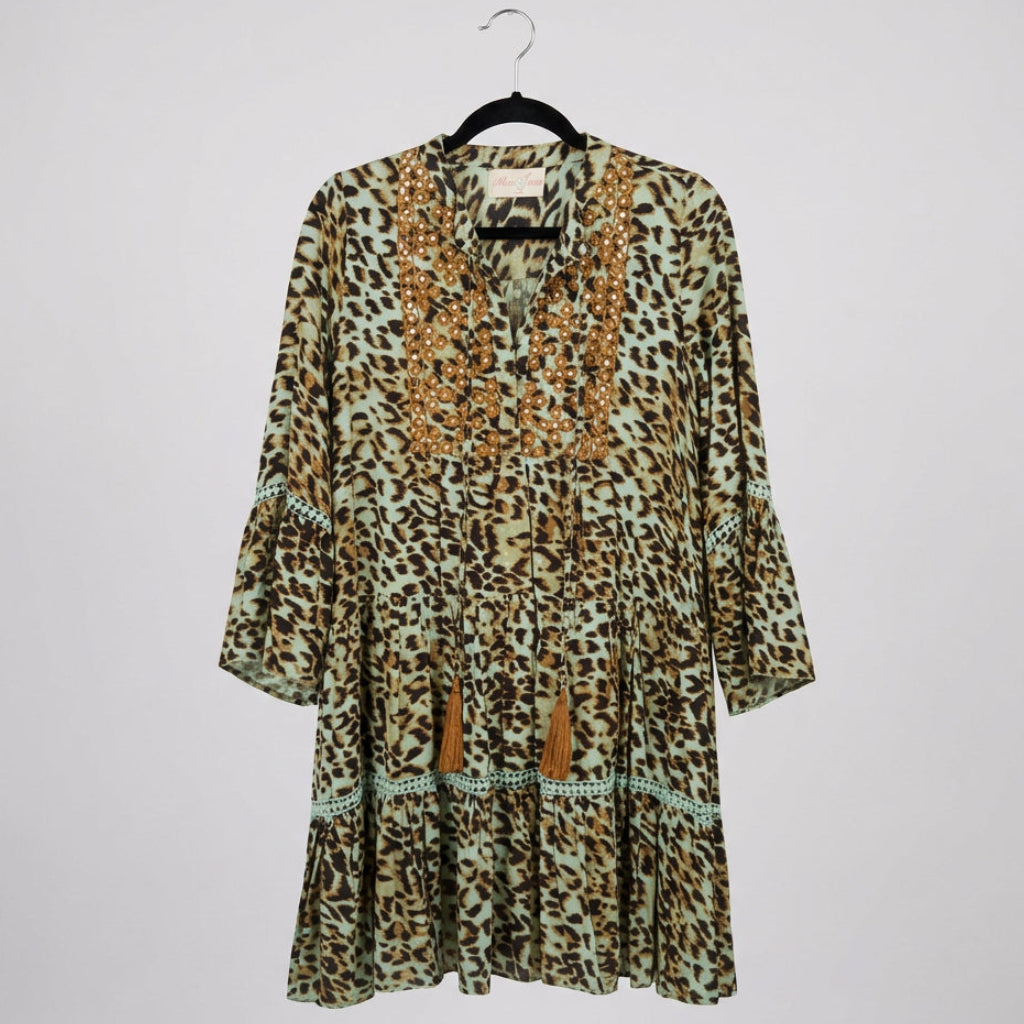 Miss June Paris Leopard Print Tunic Dress One Size
