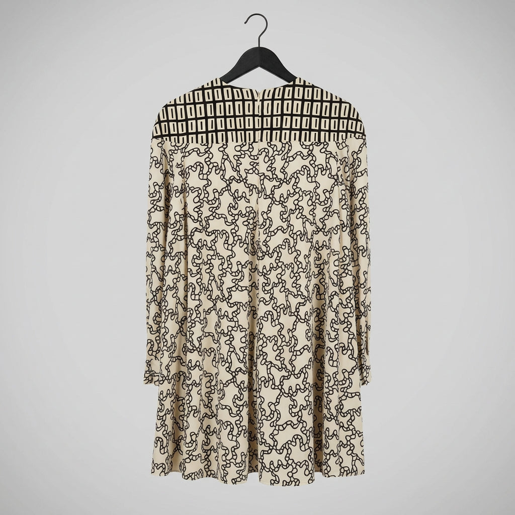 Valentino Black & White Geometric Silk Dress Size 42 (US6)