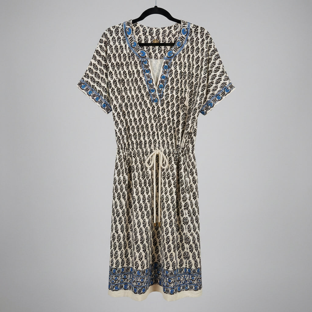 Tory Burch Printed Drawstring Tunic Dress Size L