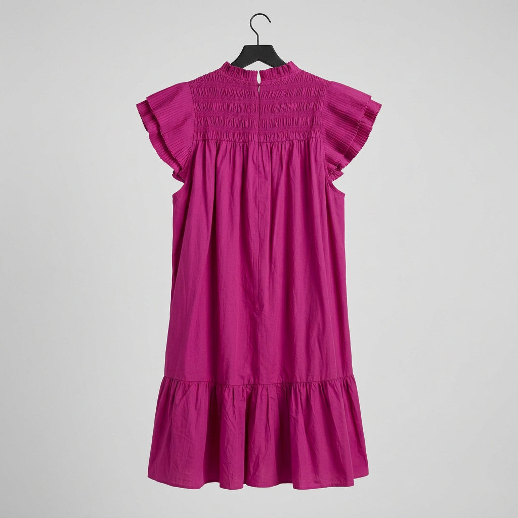 Love the Label Magenta Pleated Tiered Dress Size L