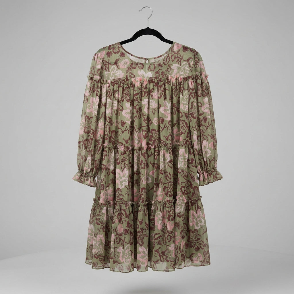 Ted Baker Printed Tiered Swing Dress Size 4 (US10/12)