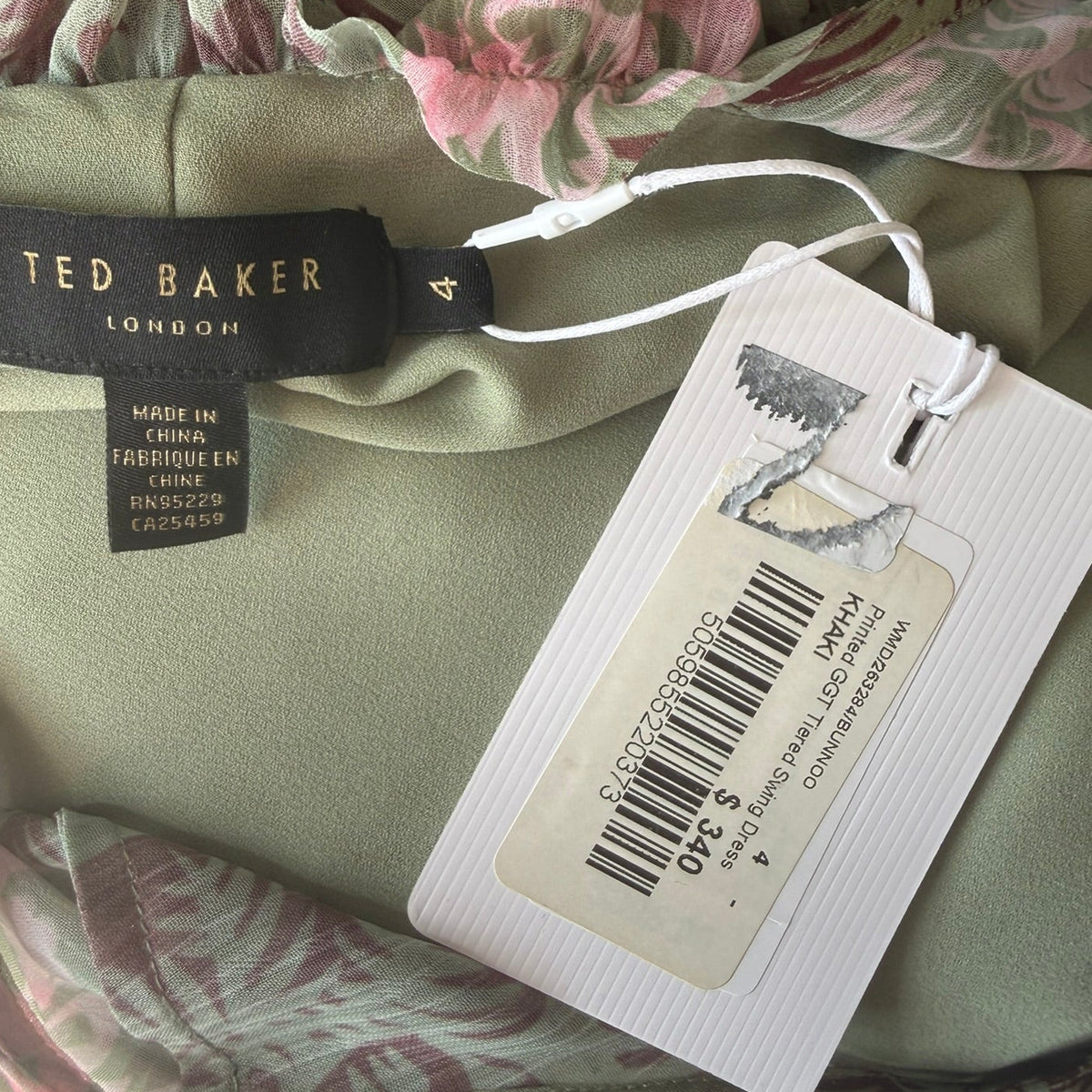 Ted Baker Printed Tiered Swing Dress Size 4 (US10/12)