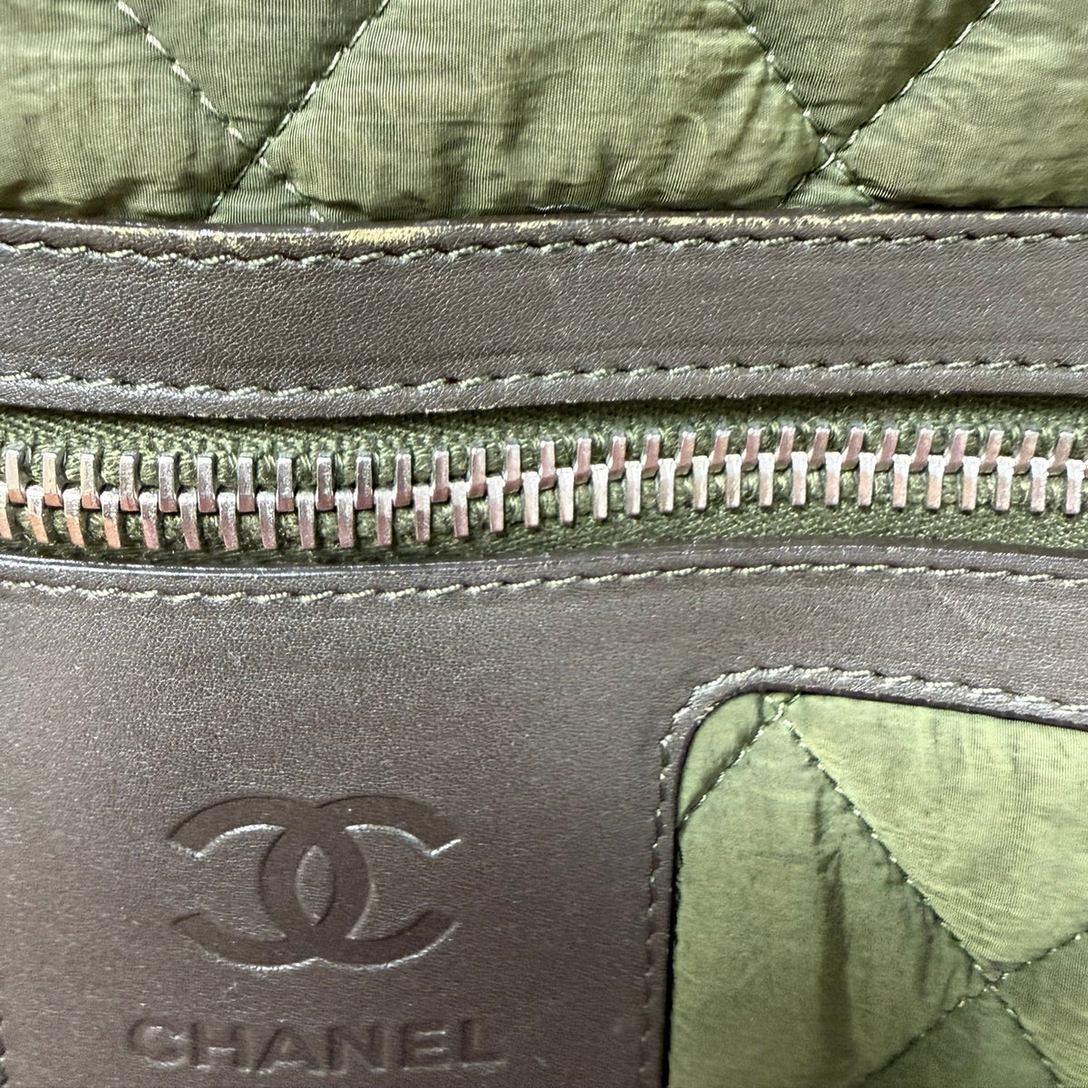 Chanel Cocoon Quilted Nylon Tote Bag- Olive Green