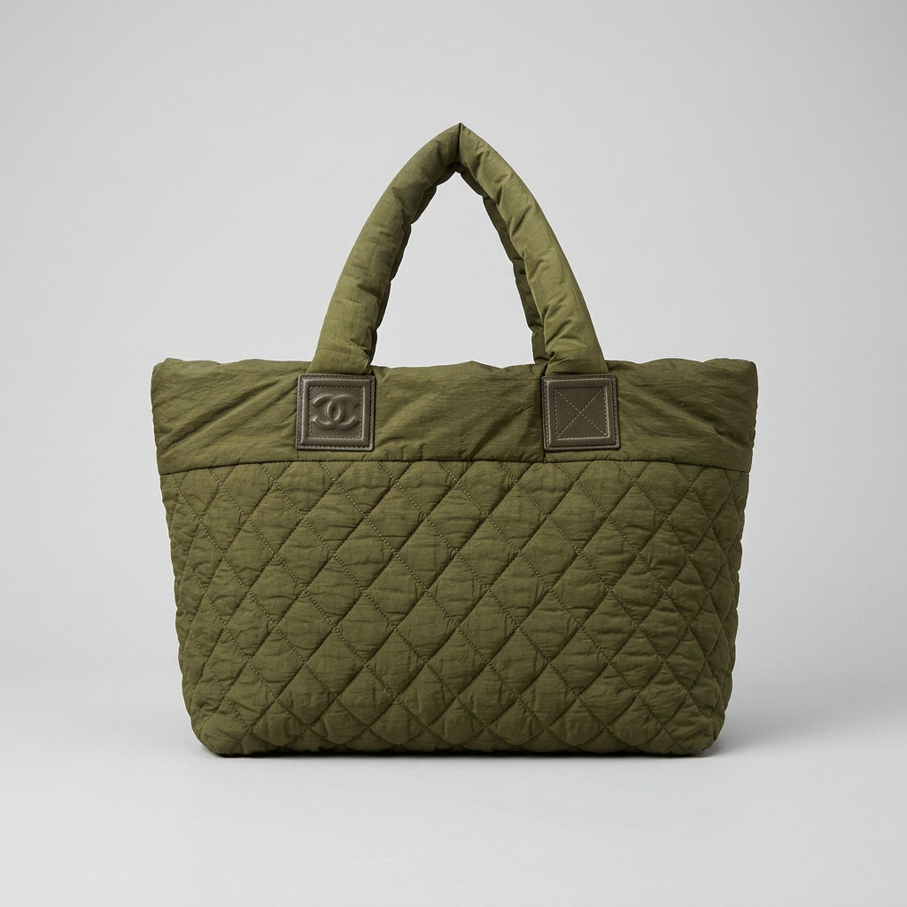 Chanel Cocoon Quilted Nylon Tote Bag- Olive Green