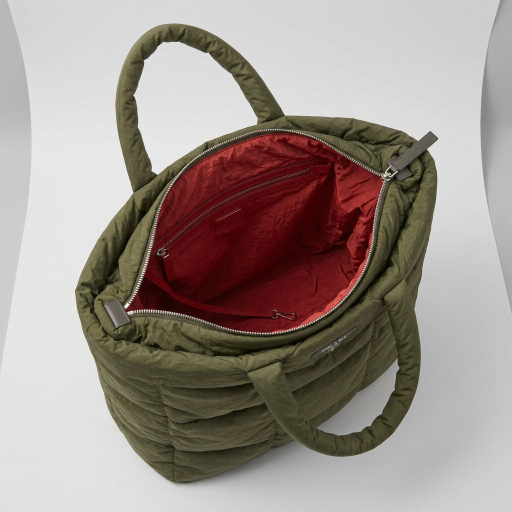 Chanel Cocoon Quilted Nylon Tote Bag- Olive Green