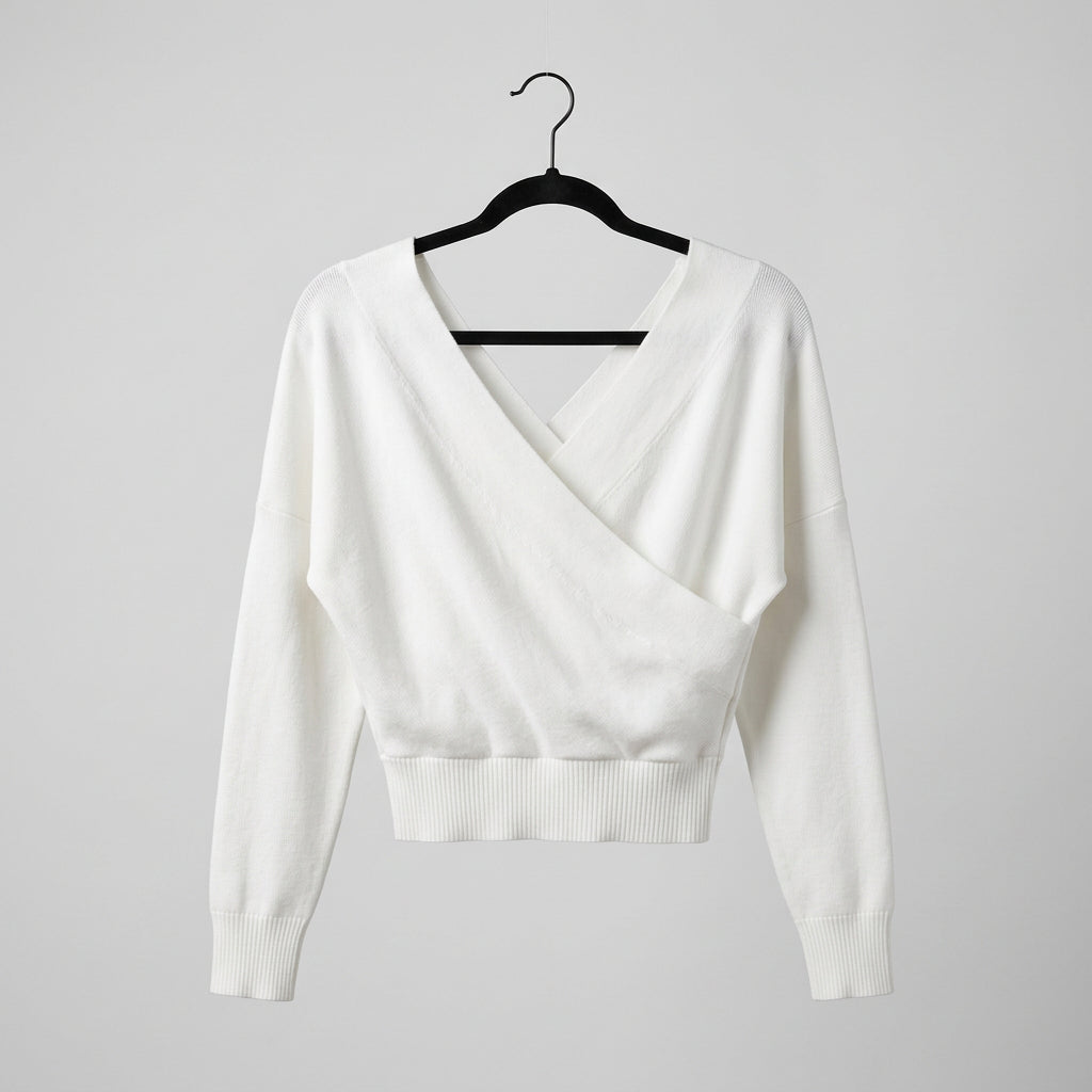 Carbon38 White Wrap Sweater Size M