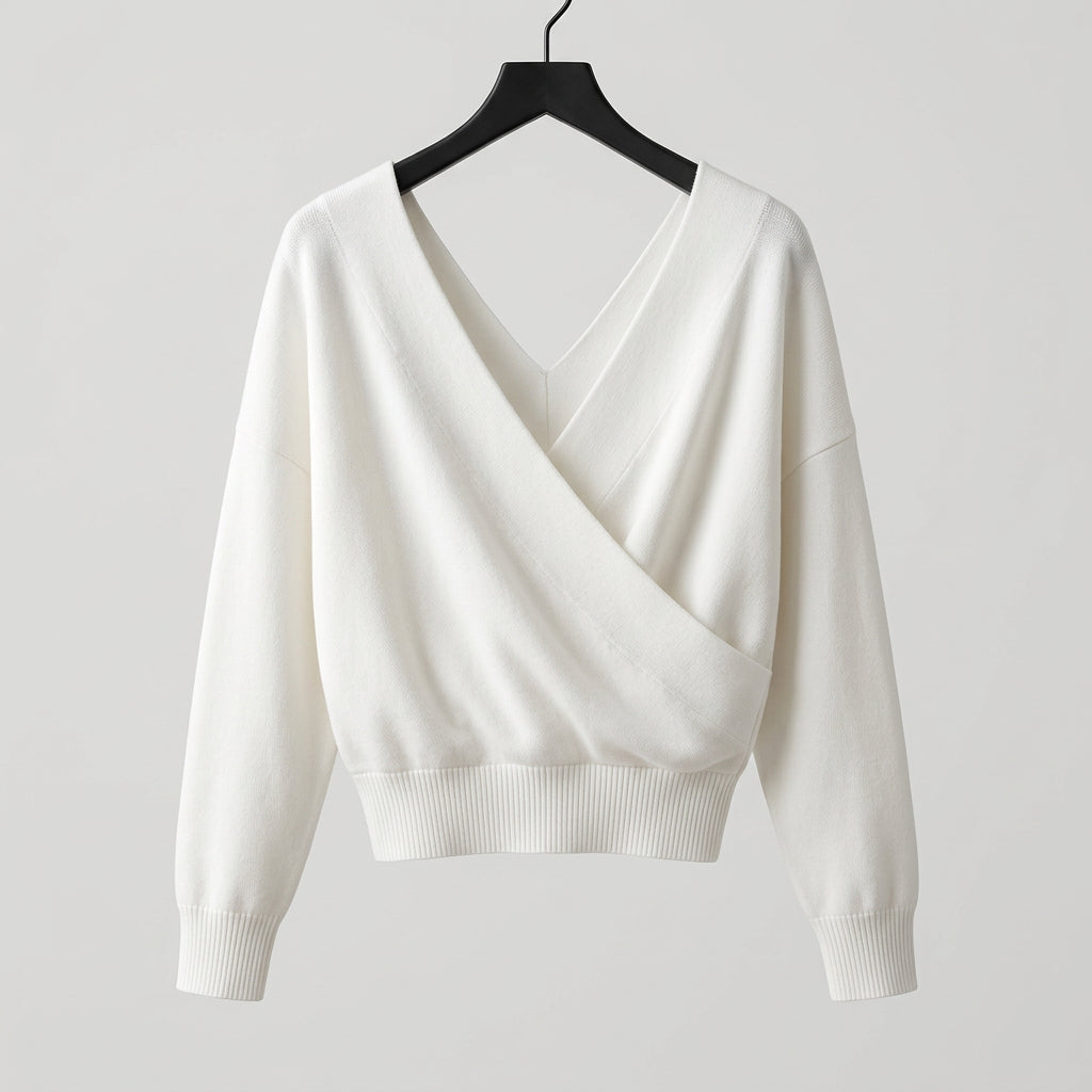 Carbon38 White Wrap Sweater Size M