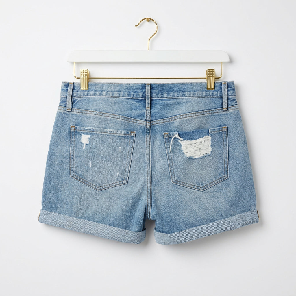 Frame Le Beau Distressed Denim Shorts Size 27
