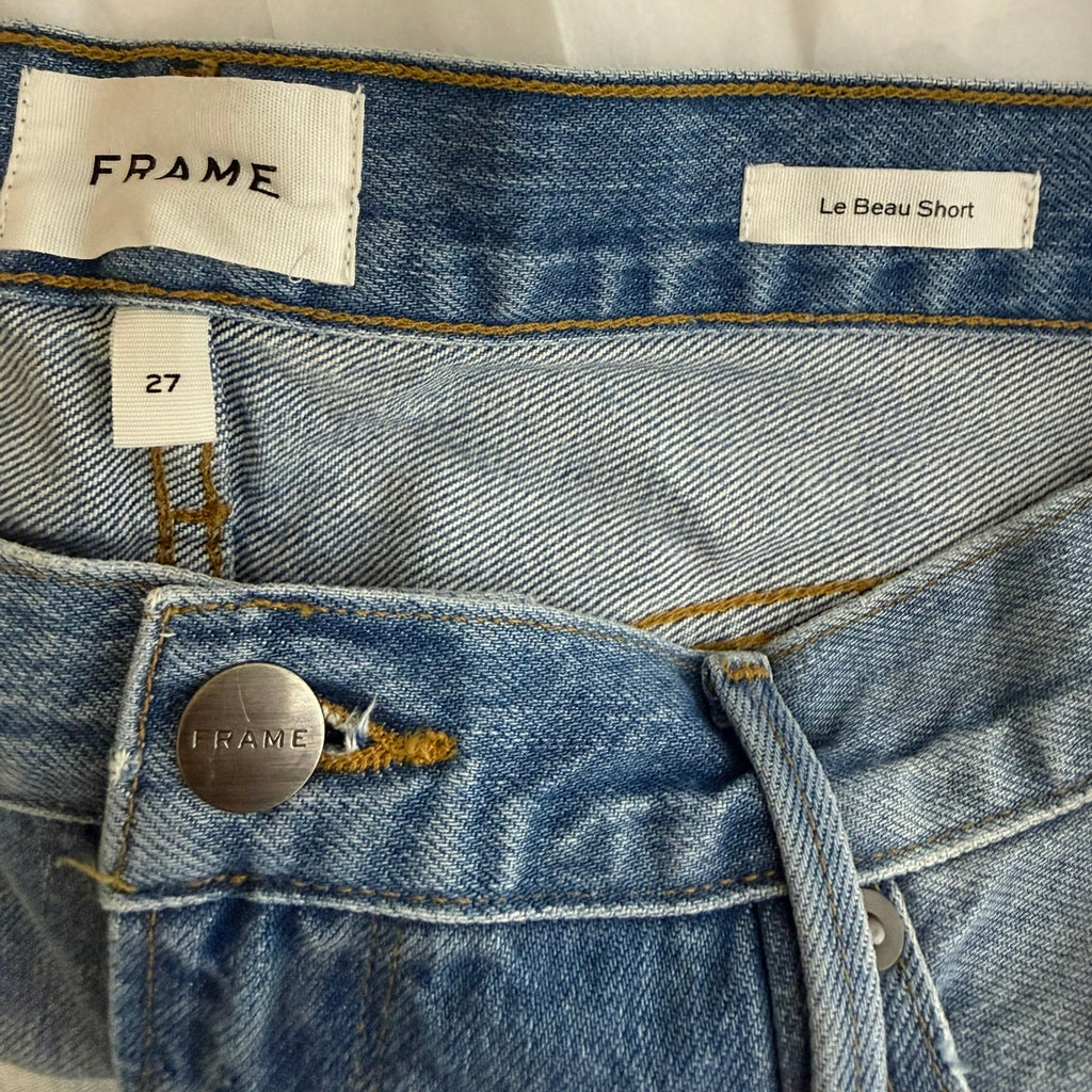 Frame Le Beau Distressed Denim Shorts Size 27