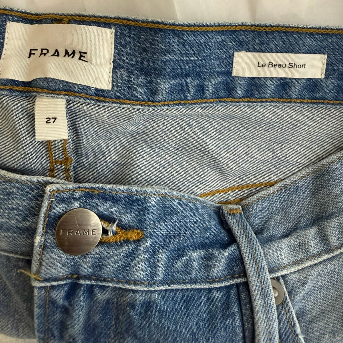 Frame Le Beau Distressed Denim Shorts Size 27
