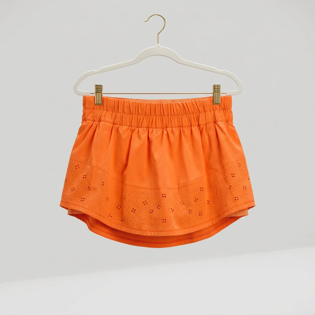 Lululemon Play Off The Pleats Orange Laser-Cut Athletic Skort- Size M