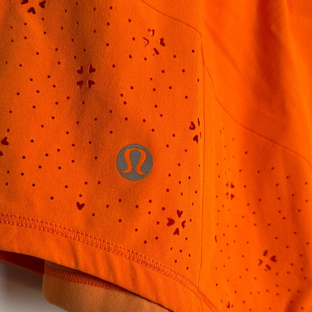 Lululemon Play Off The Pleats Orange Laser-Cut Athletic Skort- Size M