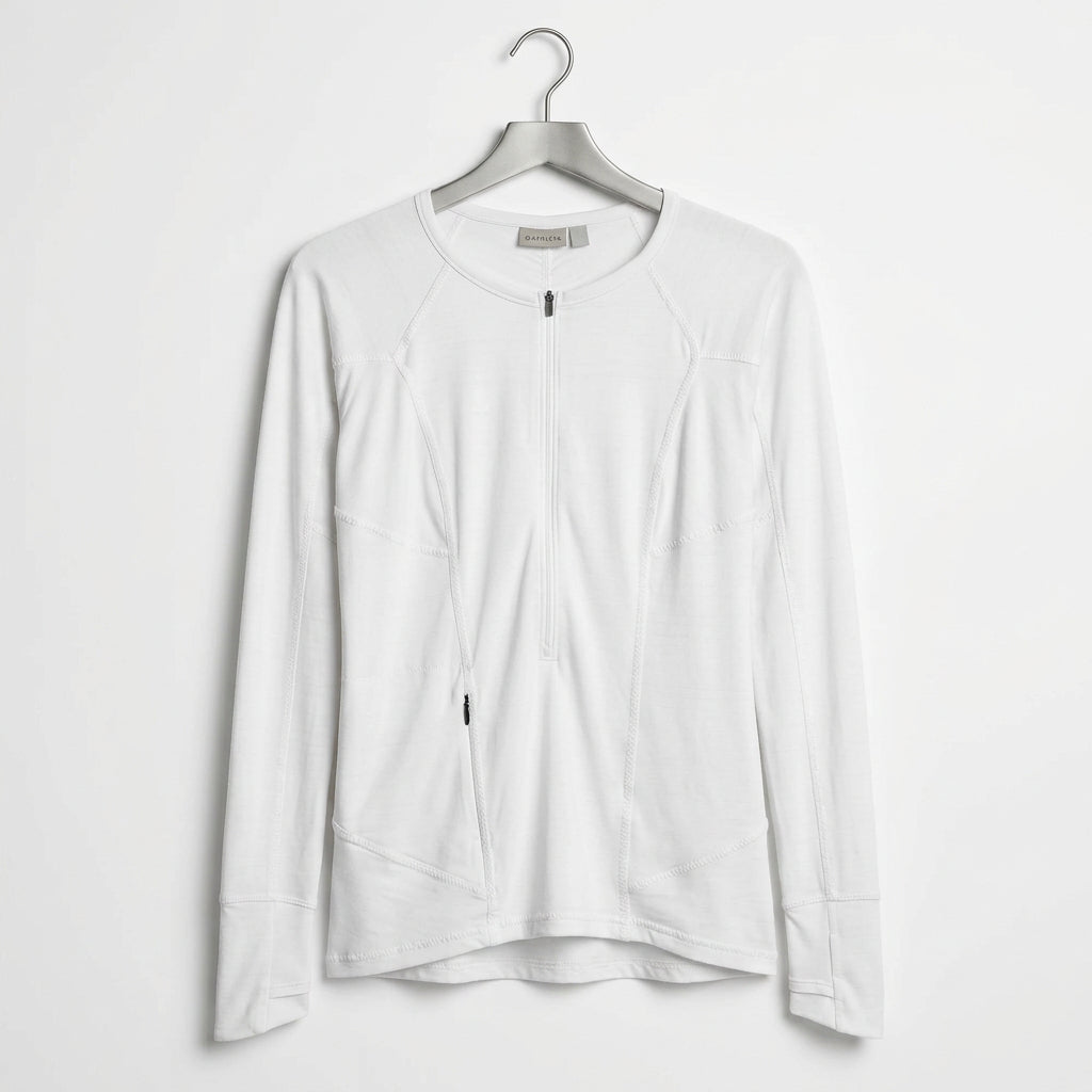 Athleta White Zip-Up Long Sleeve Top Size M