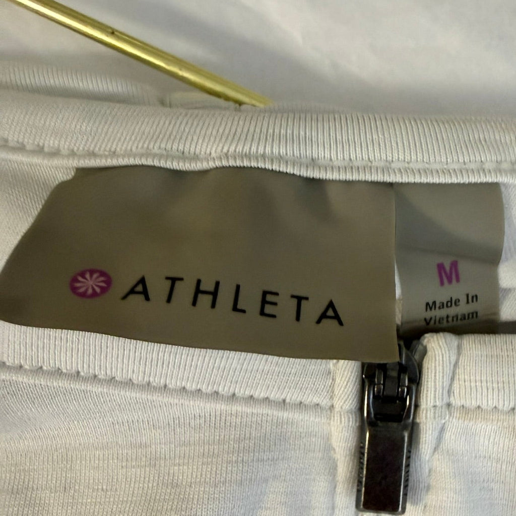 Athleta White Zip-Up Long Sleeve Top Size M