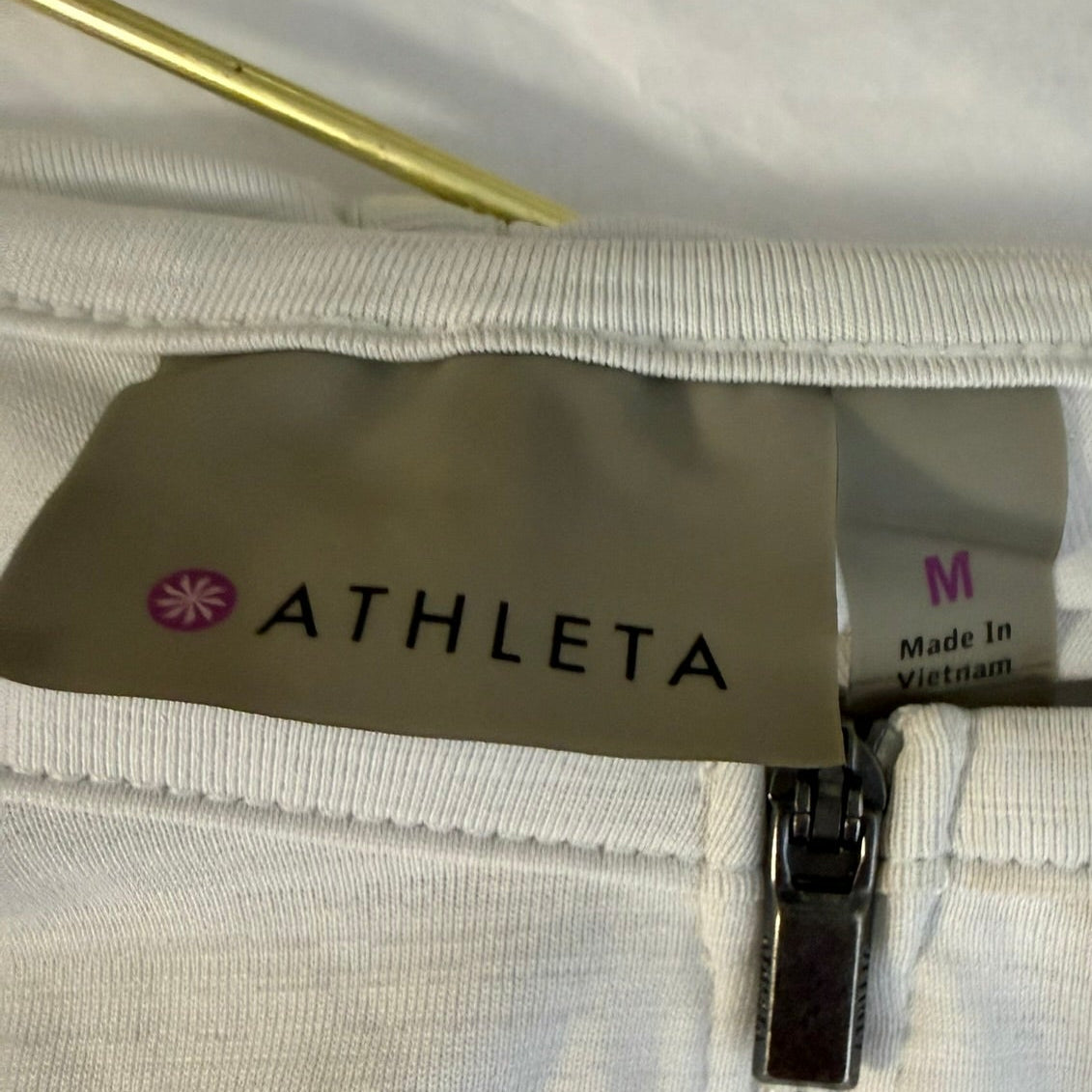 Athleta White Zip-Up Long Sleeve Top Size M